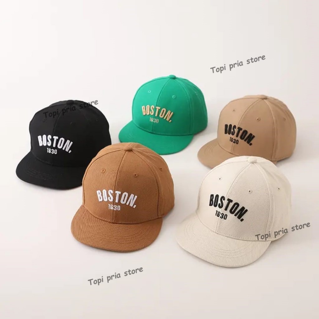 Topi Snapback hip hop Anak laki laki perempuan bordir Boston topi anak tren viral