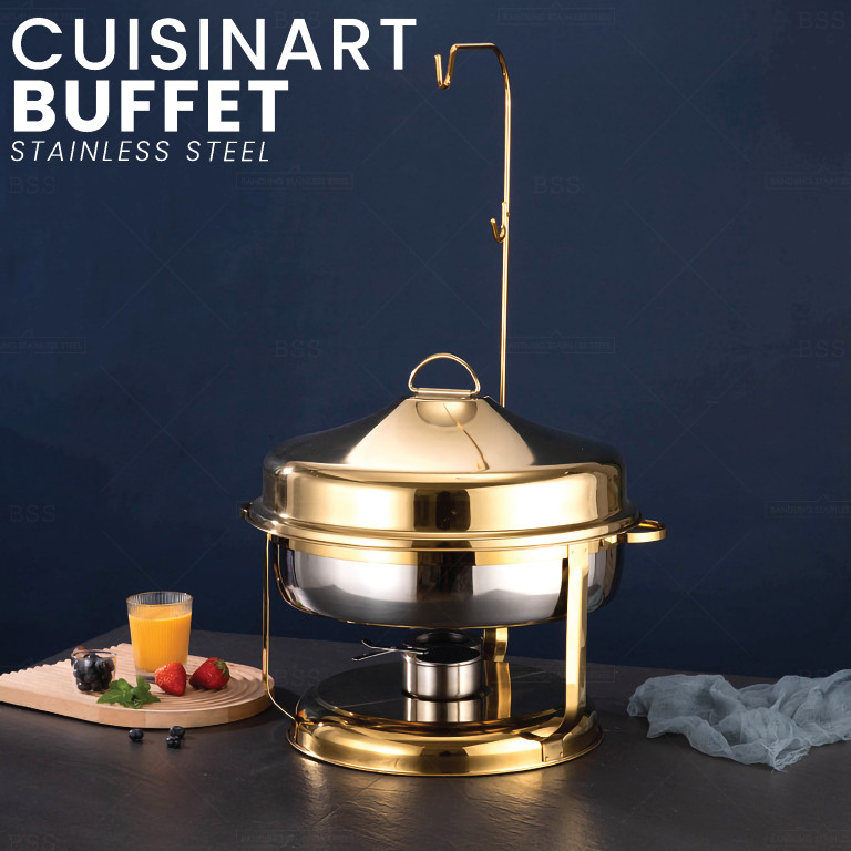Chafing Dish  Tempat Prasmanan  Tebal Makanan Saji Stainless Steel Mewah Elegant Silver Gold