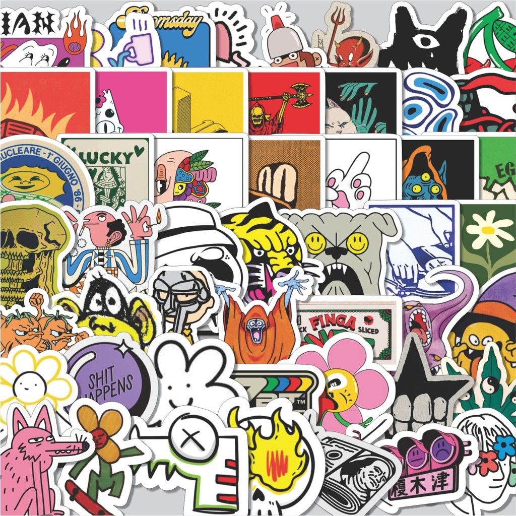Stiker Cutting Pack Stiker RANDOM V1 Isi 100Pcs Series Aesthetic Lucu Keren Untuk Koper Bahan Vynil