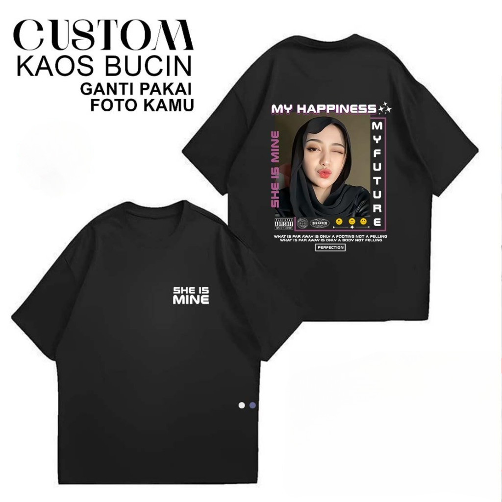 Kaos Custom Foto Aesthetic bucin viral / Kaos Sablon Satuan / Kaos Sablon Digital DTF
