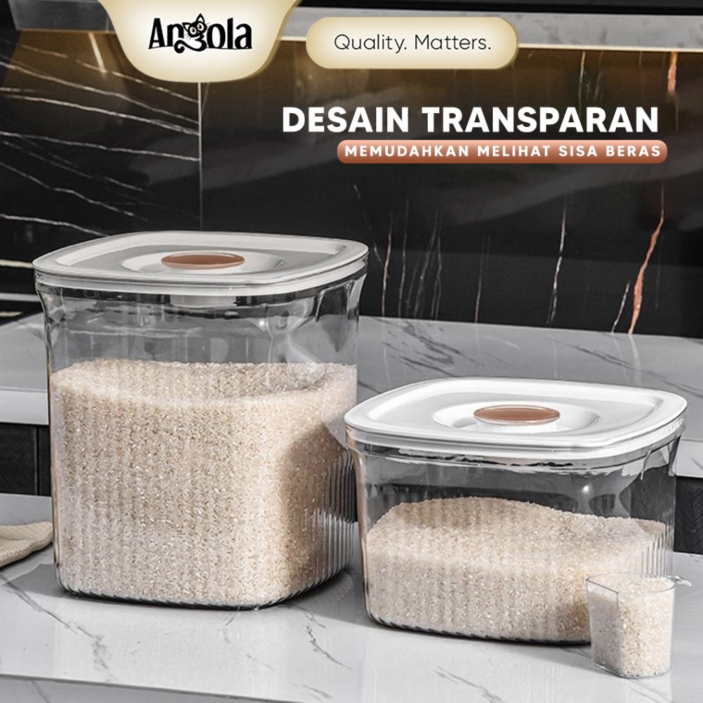 ALLINWAN ANGOLA Dispenser Beras Transparan 5KG 10KG Tempat Beras E50-E51 Rice Bucket / Tempat Penyim