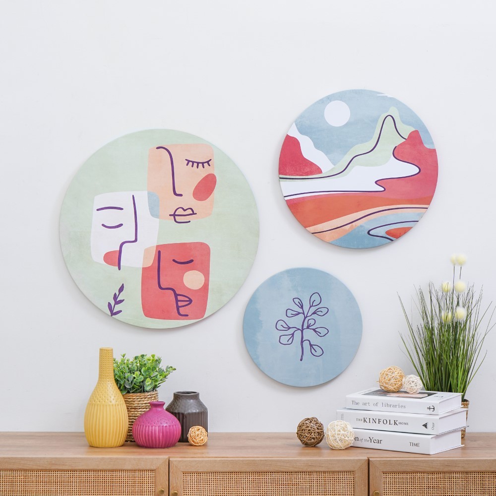 Informa 53.5x53.5 Cm Set 3 Pcs Hiasan Dinding Print Face Z6