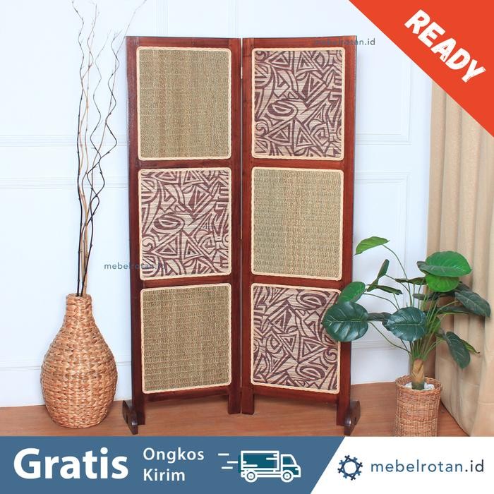 PARTISI RUANGAN LIPAT |SKETSEL KAYU SQUARE 2 DAUN | PENYEKAT RUANGAN