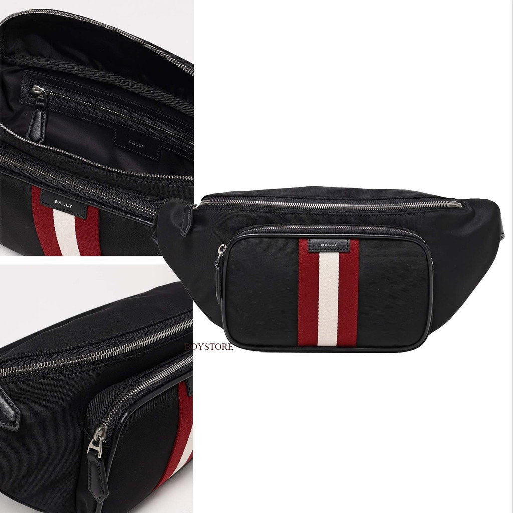 WAISTBAG BALLY Code Nylon Bag Red Stripe For Belt Bag Authentic