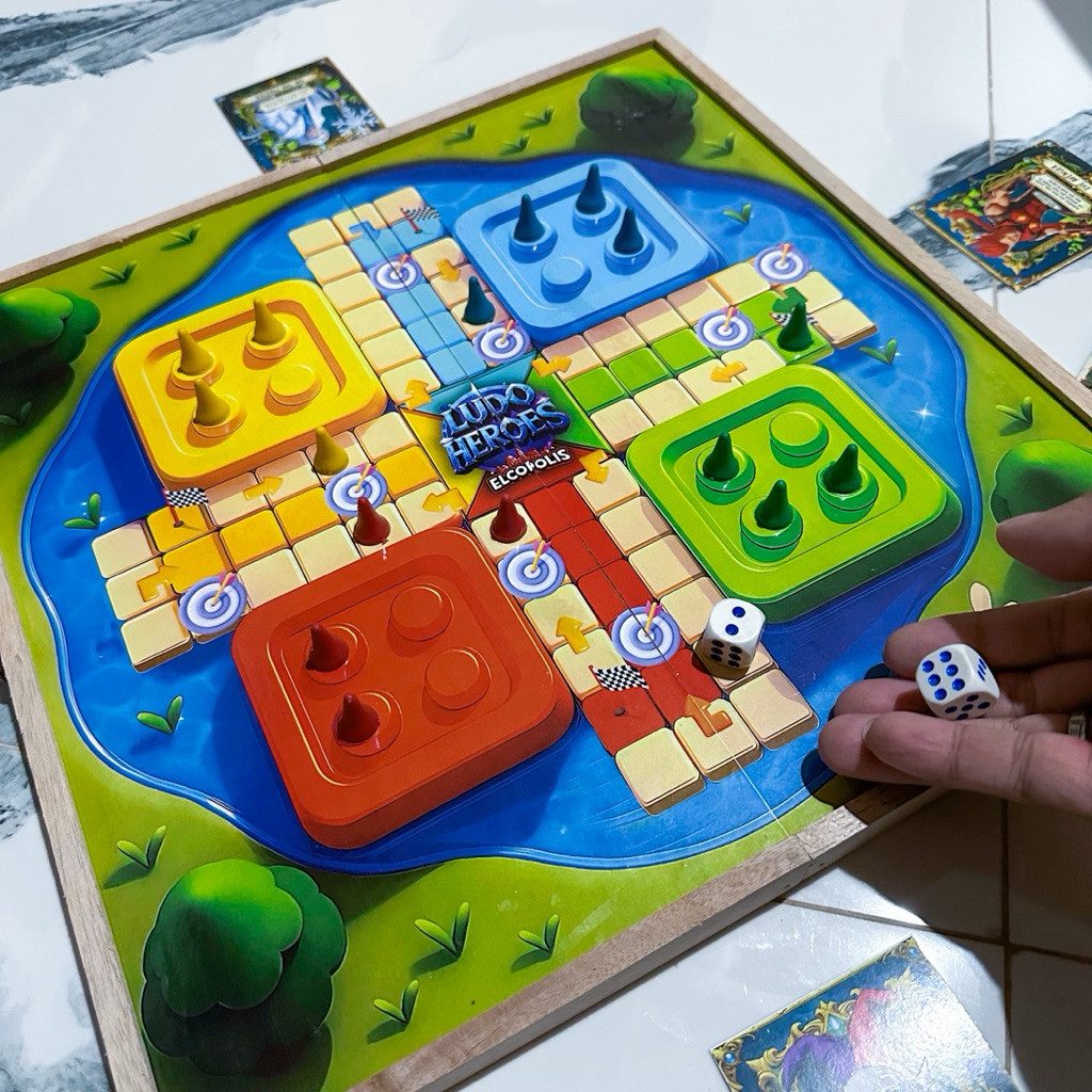 (Elco) Ludo Heroes - Permainan Ludo papan kayu (ludo gaya baru)