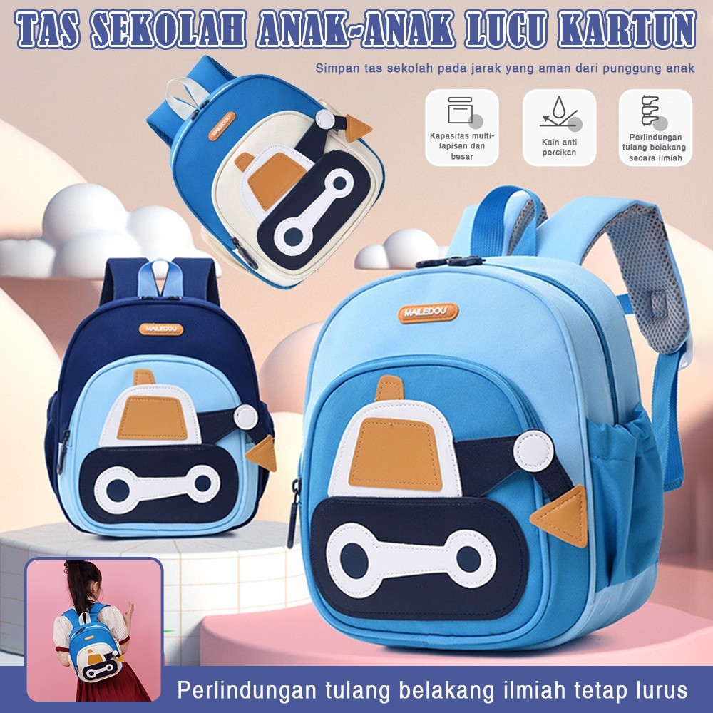Tas Impor Anak 2-4th Tas Warna / Tas Sekolah Berkualitas / TK Laki Biru 28cm Ruang Anak 2 PAUD Kecil