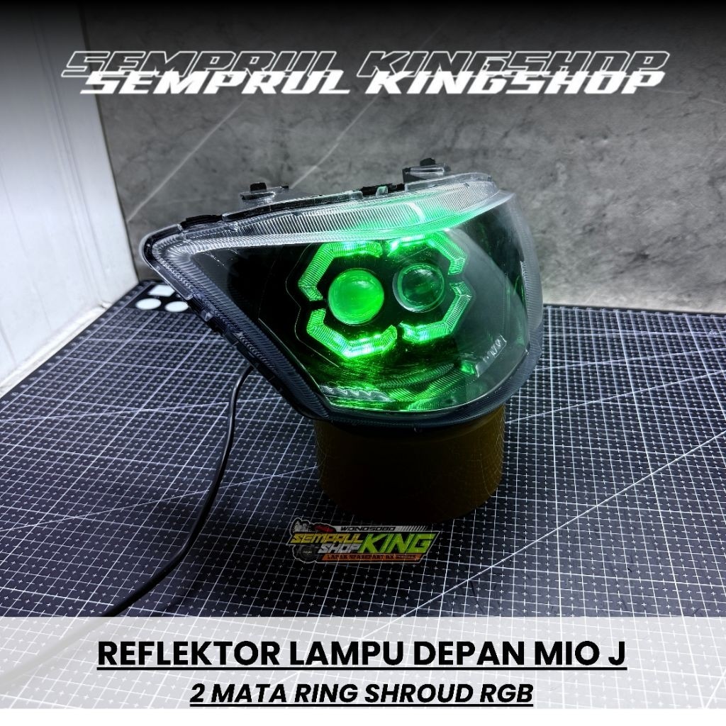 2 Mata Lampu Depan Mio J  Double Projector Led Ring RGB Cahaya Terang
