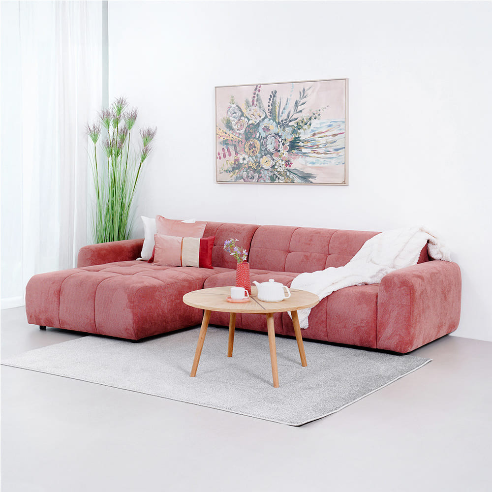 Informa Nordia Columbia Set Sofa Fabric Dan Meja Tamu - Pink Tempat Duduk Empuk Sofa Ruang Tamu Coff