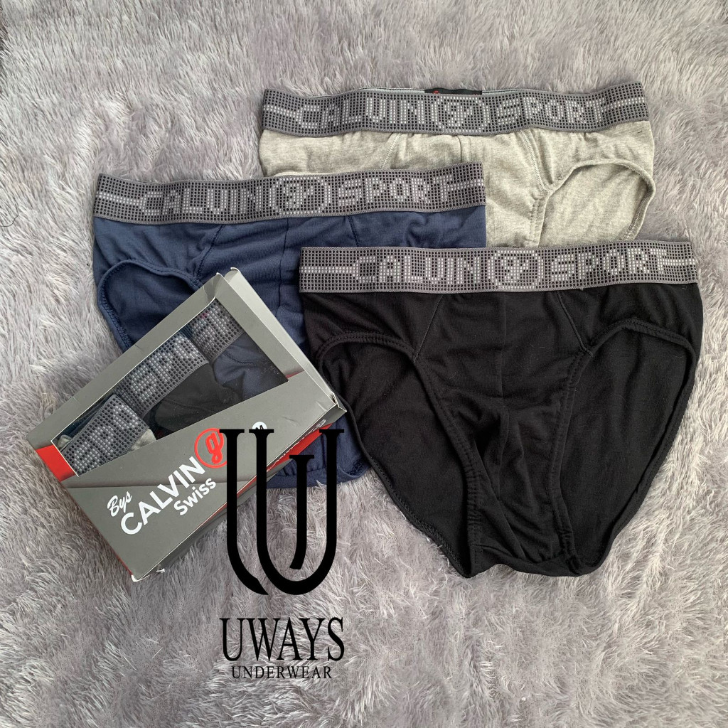 RIRUSHOP Celana Dalam Pria Calvin Swiss (1 Box Isi 3 Pcs) / Celana Dalam Pria dewasa / Cd / Cd Pria 