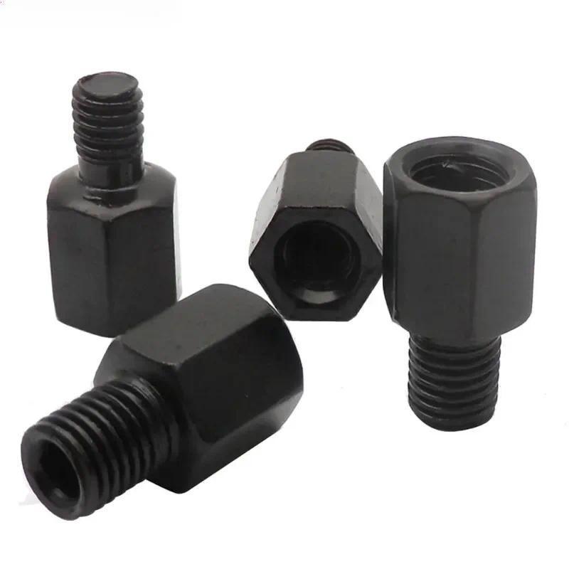 1 Pasang Adaptor Spion Motor Hitam M10 10MM M8 8MM Baut Konversi Spion Putar Searah Jarum Jam Anti-J