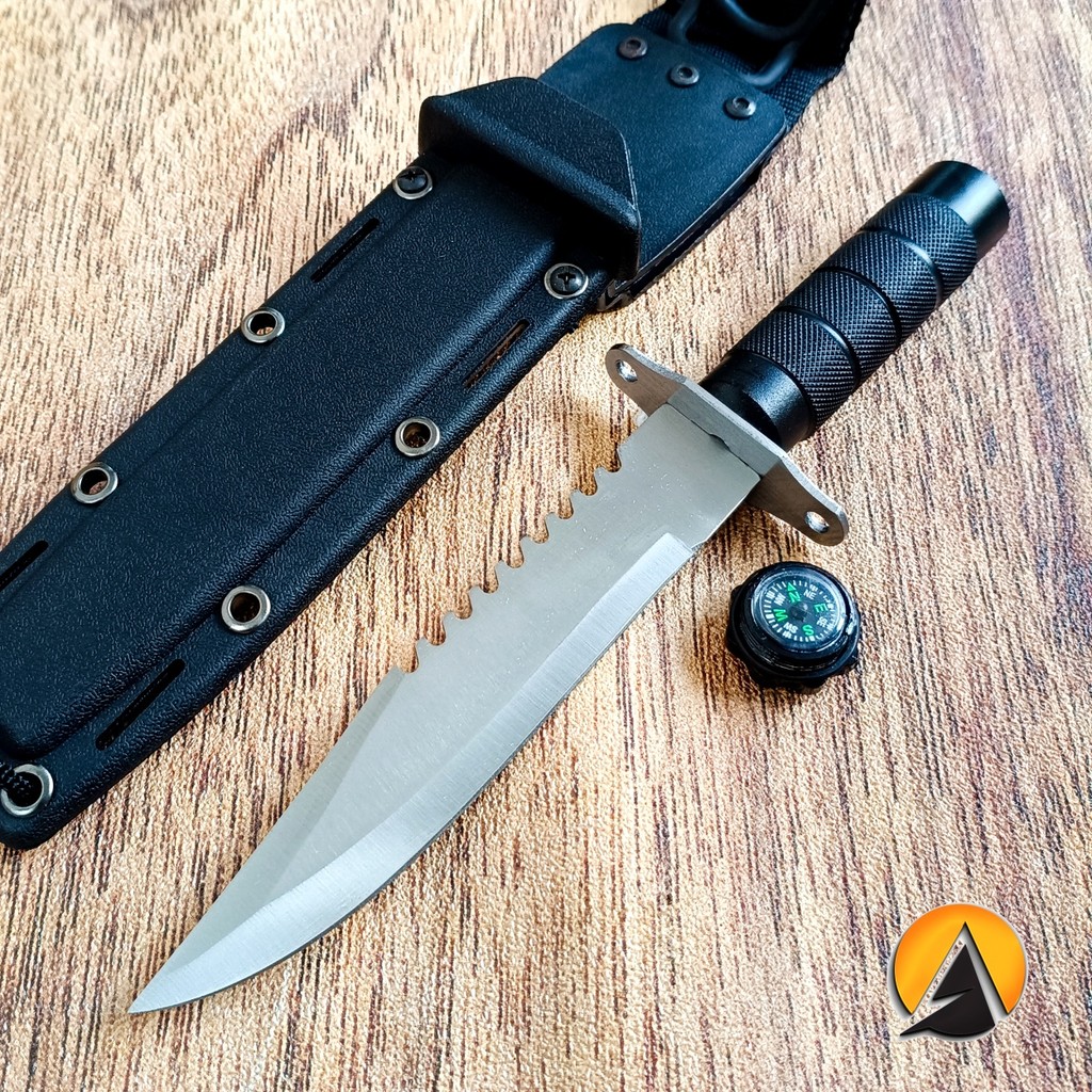 Pisau Hunting Knife Berburu Hutan Survival Outdoor Plus Kompas HK205 P890