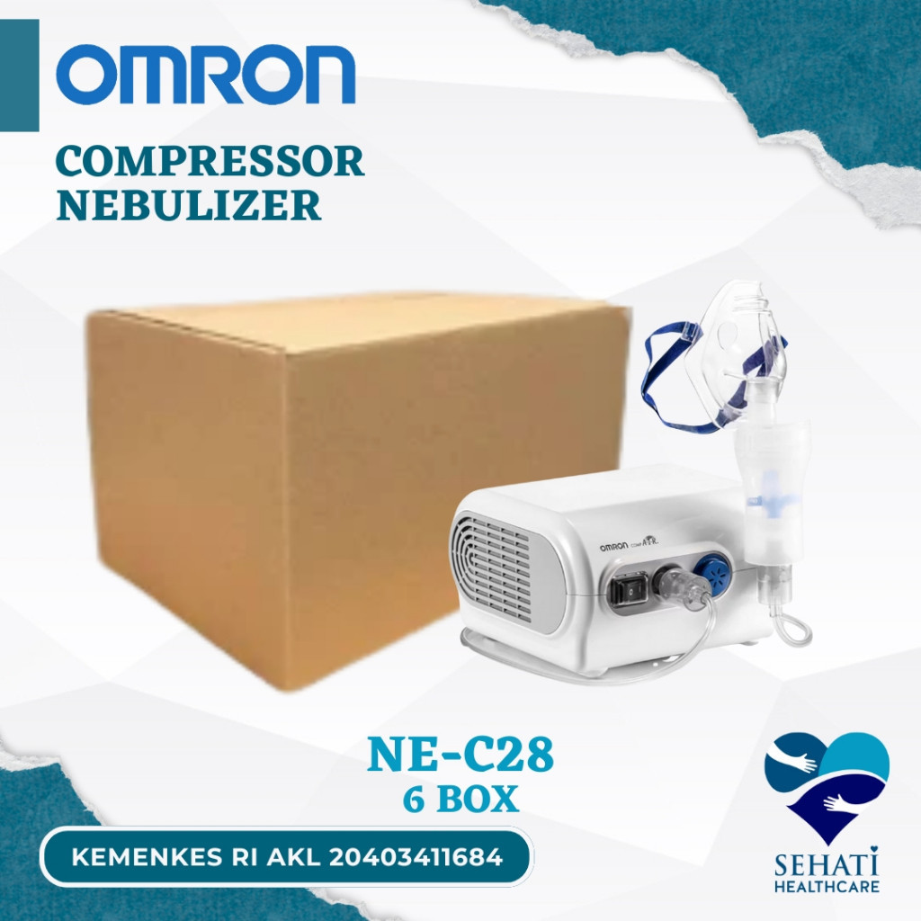 Omron Compressor Nebulizer NE-C28 Alat Bantu Napas Nafas Uap Terapi Pernafasan Pernapasan Penguapan 
