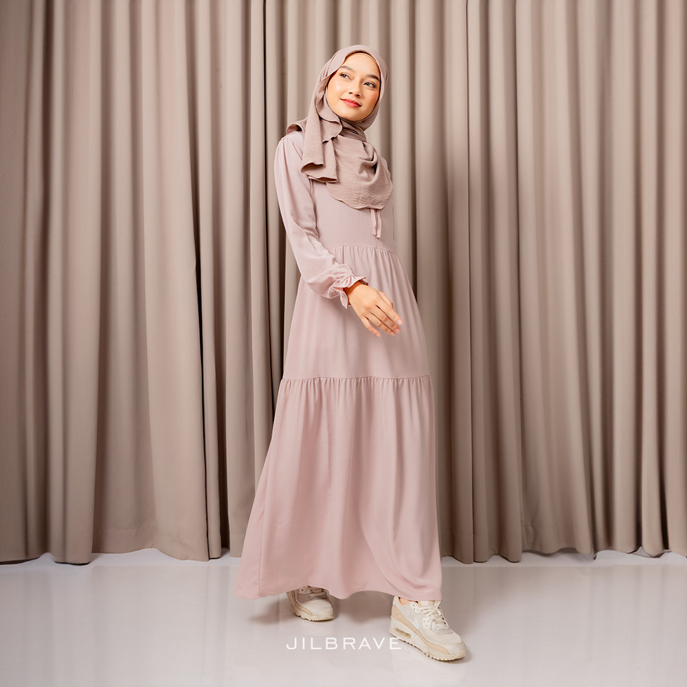 [MINOR DEFECT] Grade B JILBRAVE Basic Dress Gamis Polos Simple Feminine Minimalist