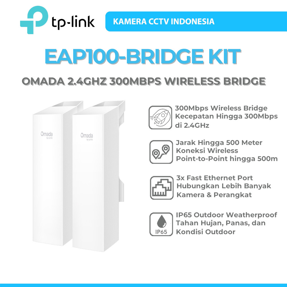 TP-LINK OMADA EAP100-BRIDGE KIT 2.4GHZ 300MBPS INDOOR/OUTDOOR WIRELESS BRIDGE 500M PTP