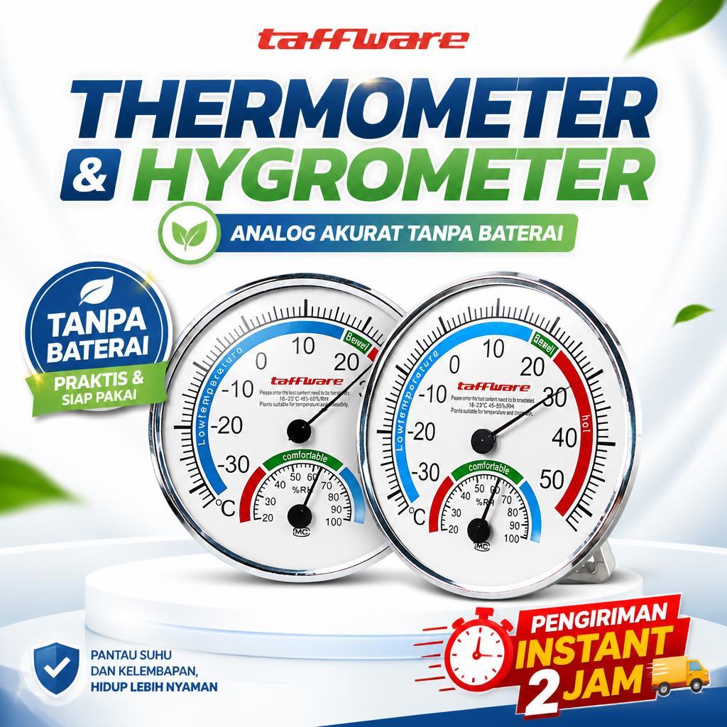 Thermometer Hygrometer Analog Akurat Tanpa Baterai Untuk Ruangan / Dinding