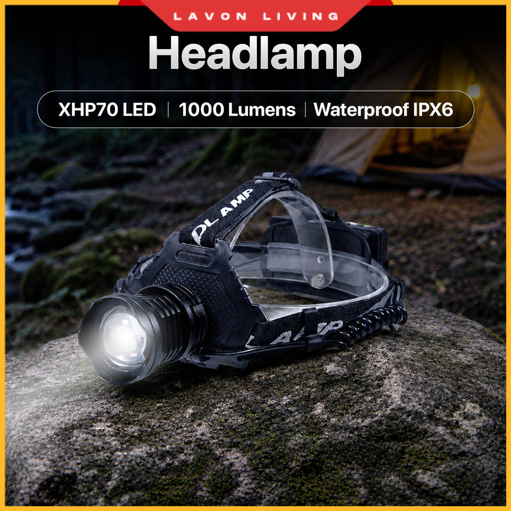 Senter Kepala Headlamp LED IPX6 1000 Lumens - P70