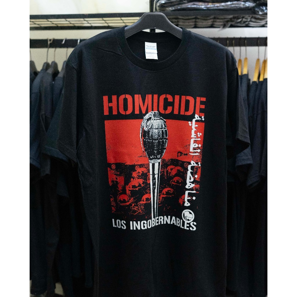 Kaos Homicide Los Ingobernables Hitam Tanpa Jahitan Samping. Band indie, Kaos band.