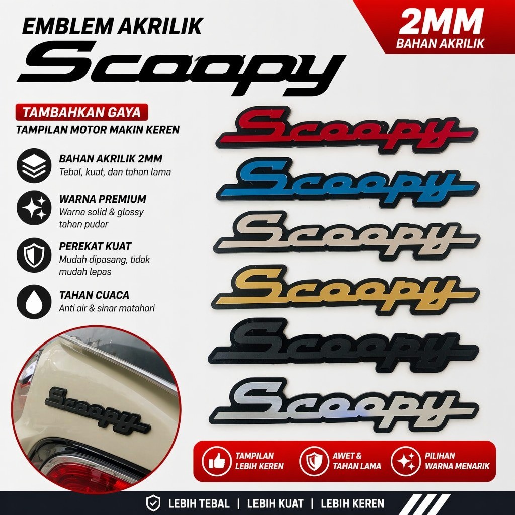 RAC Emblem Scoopy Timbul Logo Scoopy timbul emblem double akrilik Scoopy
