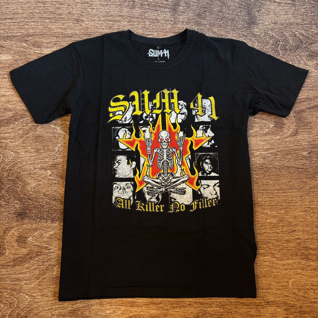 KAOS BAND OFFICIAL SUM41 - ALL KILLER NO FILLER TRACLIST TSHIRT ORIGINAL MERCHANDISE