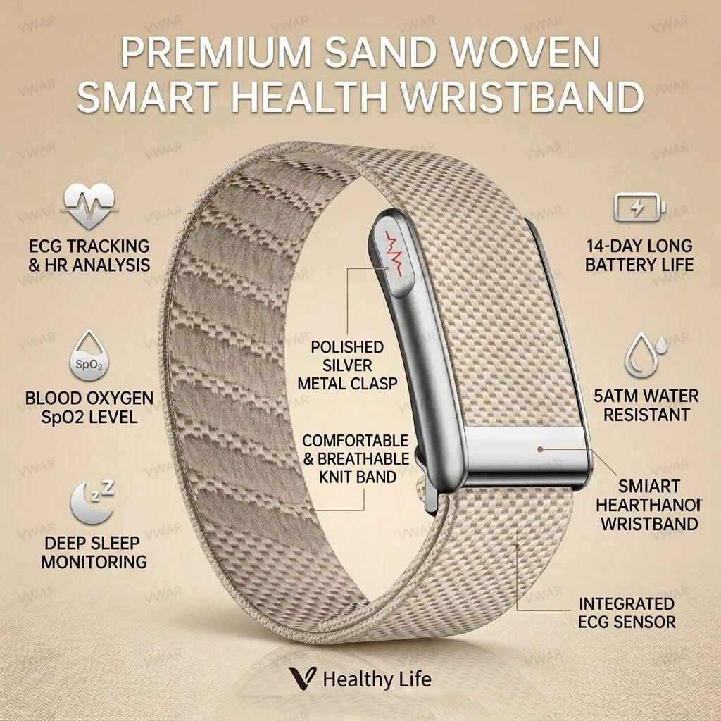 VWAR Loop Life Fitness Tracker ECG+PPG SpO2 Sport Smart Bracelet Heart Rate Blood Pressure Monitor P