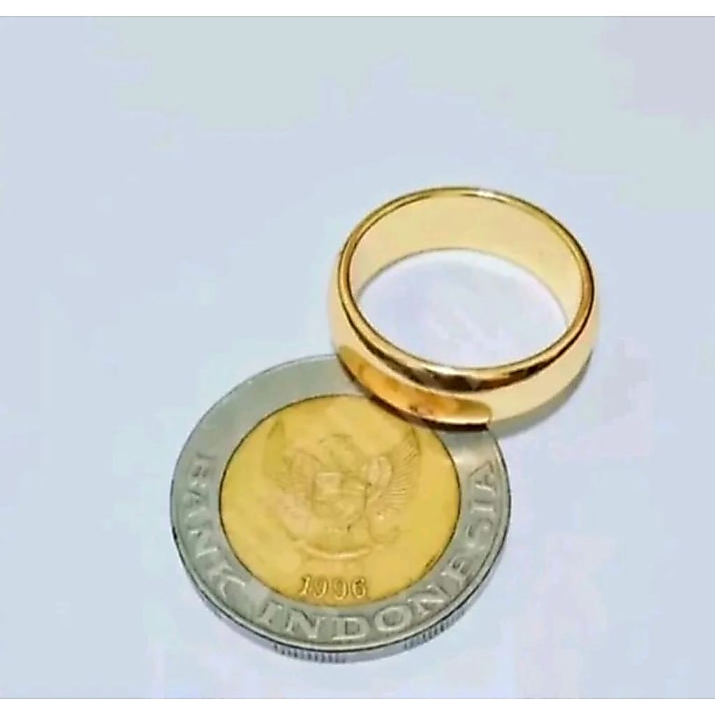 Cincin Koin Malaysia Gold Anti Karat - Tahan Lama, Anti Alergi, Warna Tidak Luntur