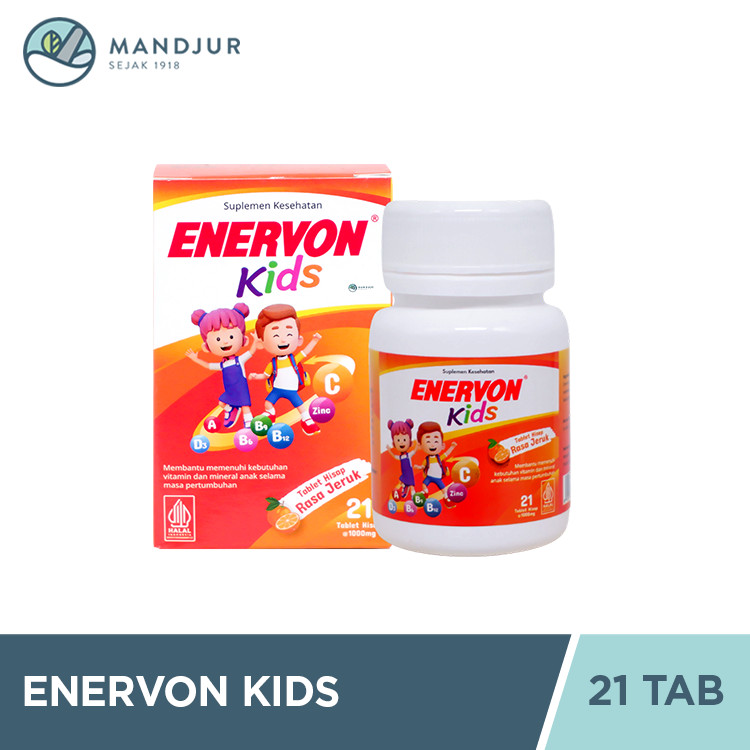 Enervon Kids 21 Tab - Multivitamin Suplemen Kesehatan-Vitamin C, A, B Complex, D3 plus Zinc