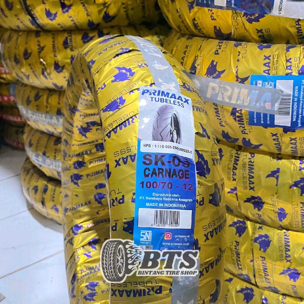 Primax 100/70-12 SK03 Carnage Ban Luar Tubles Motor Scopy Vespa Motor Listrik Ring 12