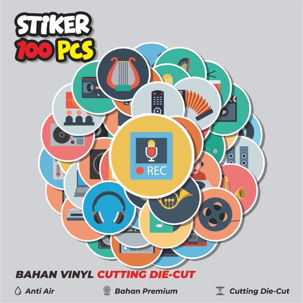 

Terbaru! 50 pcs Stiker Ikon Datar Multimedia Dekorasi Lucu Kreatif untuk Notebook, Skateboard, HP