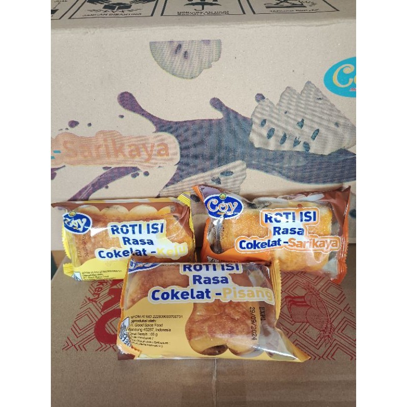 

COY Roti Isi Cokelat-Pisang/Srikaya/Keju (1 DUS ISI 60) 2 Rasa