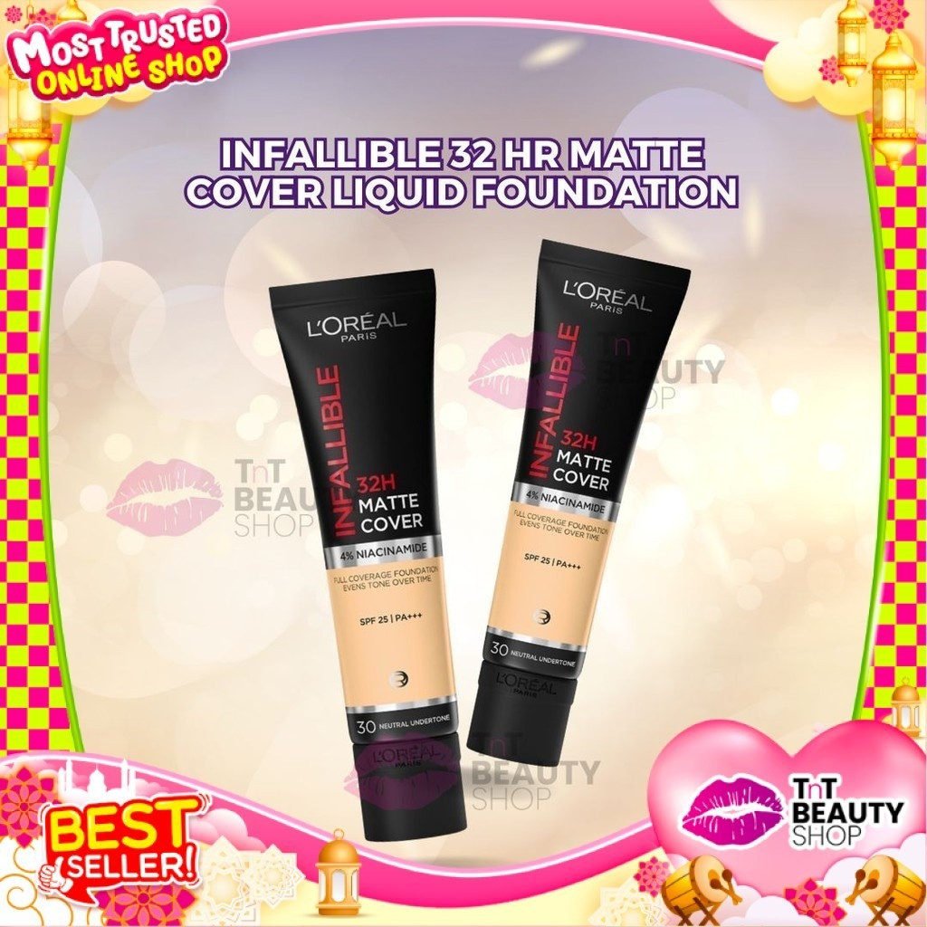 L’Oreal Paris Infallible 32 Hr Matte Cover Liquid Foundation - 30ml (Make Up Loreal Natural Tahan 32