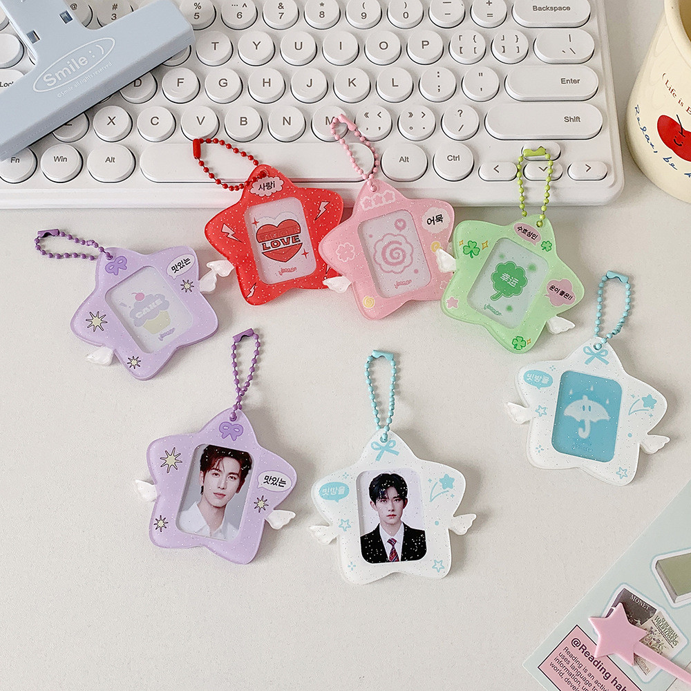 

SHINSDAY ID Photo Holder Keychain Kpop Photocard Holder Star Cahol Akrilik PC Holder Gantungan Kunci Foto