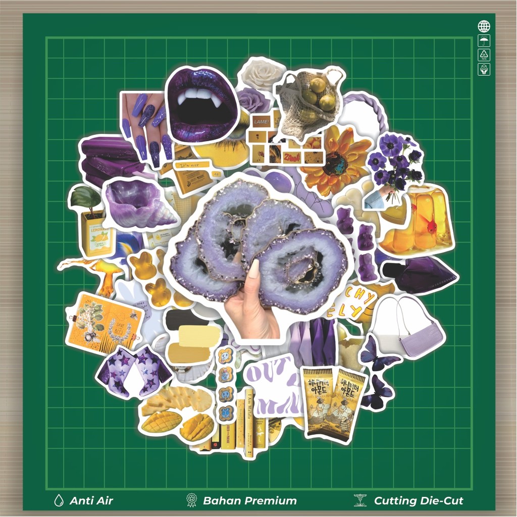 

HOT 50 PCS STIKER Stike Aesthetic Yellow Purple Vintage [Kuning dan Ungu] Stiker Fashion Cars Decal Dingin Kartu Album Custom Vinyl Anti Air- Sticker Aesthetic Buku Journal Koper Casing HP Tablet Laptop Helm Motor Botol Minum