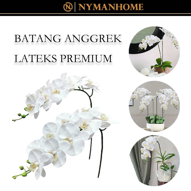 Jumbo 9 Kuntum Premium Artificial Flower/Bunga Artificial Anggrek Semi Latex Besar 9 Kelopak
