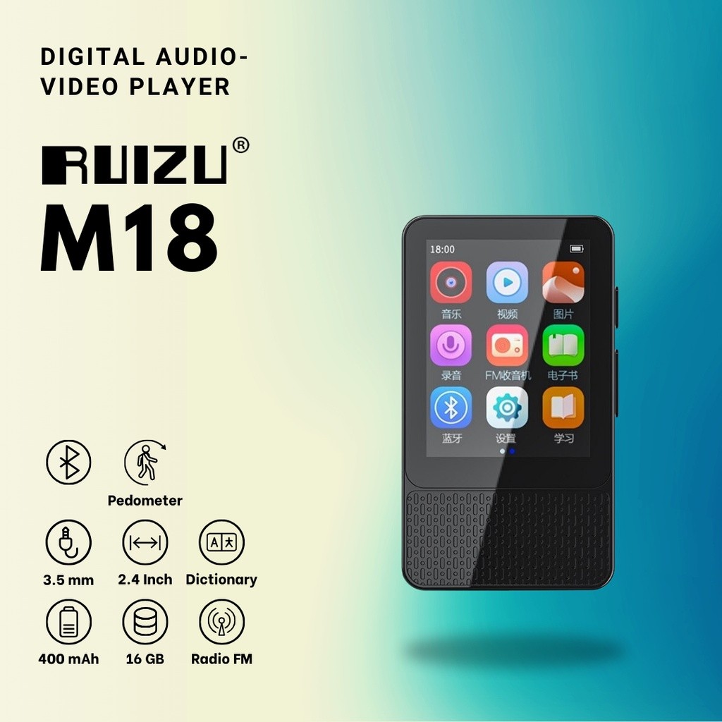 RUIZU M18 Bluetooth HiFi DAP MP3 Player Touchscreen 16GB Built in Speaker - Ruizu Official