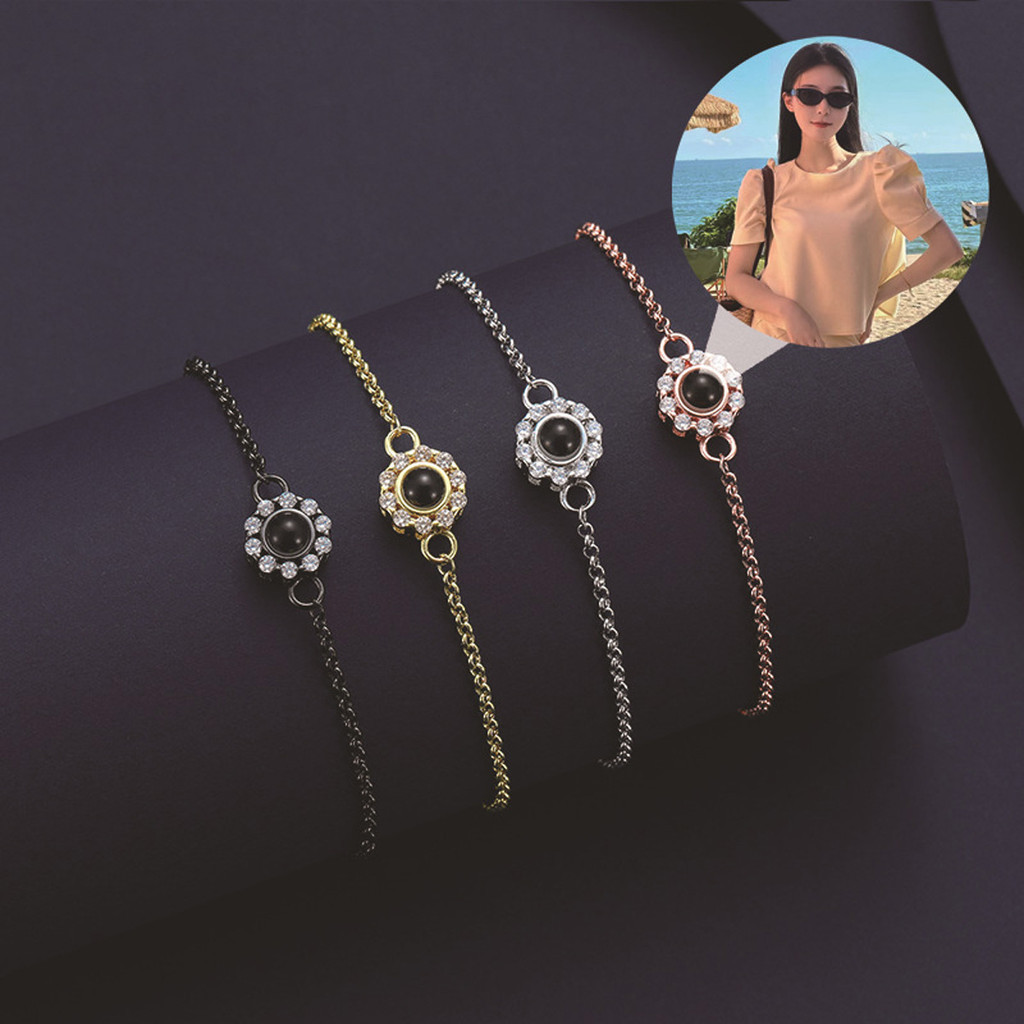 ORINTHIA Gelang Wanita Perak S925 Custom Proyeksi Foto Hadiah Ulang Tahun Anniversary Kotak Hadiah C