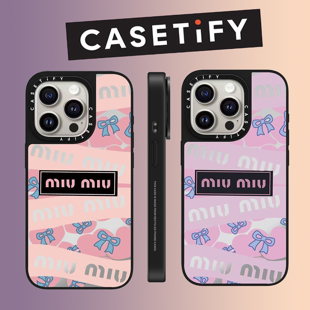 CASETIFY  with Box Graffiti Miumiu Bow Mirror Face Phone Case for IPhone 16 15 14 13 12 11 Pro Max 1