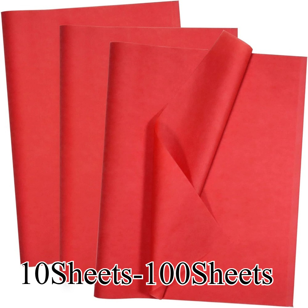 

10-100 Sheets Red Tissue Paper 50x66cm Red Wrapping Paper Bulk for Weddings Birthday DIY Project Wrapping Crafts