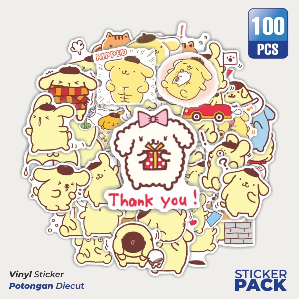 

Super Hemat! 100 PCS Stiker Kartun Karakter Pompompurin Waterproof Aesthetic- Untuk Laptop, Motor, dan Helm - Paper Stationery Pack