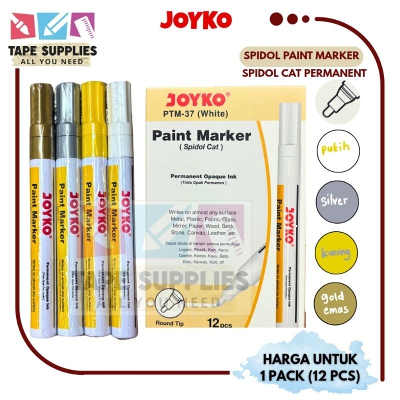 

New (3/6/12PCS) Spidol Paint Marker JOYKO - Spidol Cat Permanen WarnaPremium