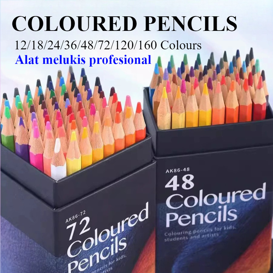 

12-160 Warna Pensil Warna Profesional Set Artis dengan Kayu Alami Set Pensil Warna Artistik/12/24/48/72 Colors Pencil Set Oily Lead Professional Drawing Writing School Artist Stationery Supplies