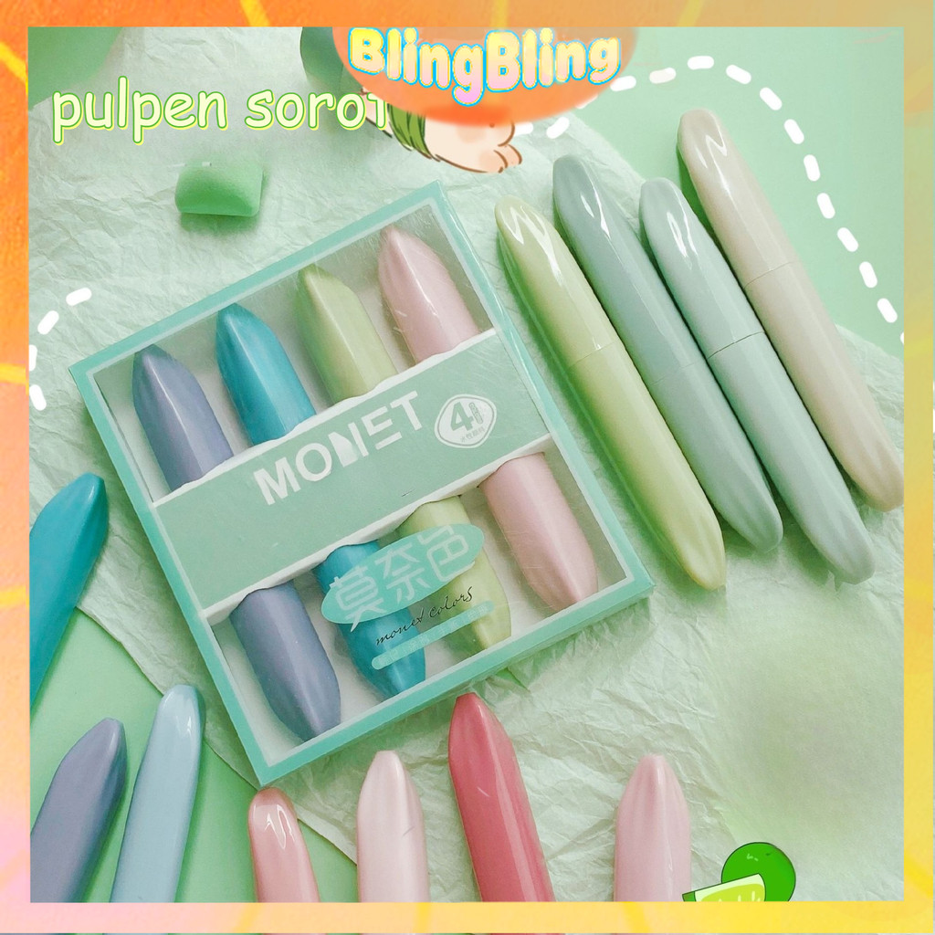 

4pcs Stabilo Warna Warni Spidol Pastel Highlighter Pen Set Lucu Journal Marker Pen Alat Tulis Stationery Korea School Stuff