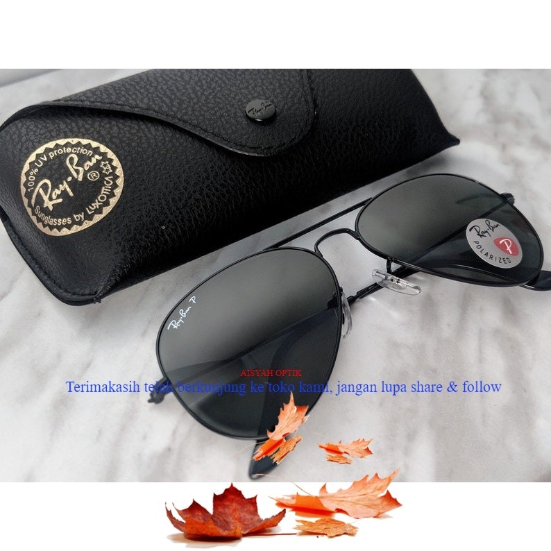 RayBan Aviator Original Full Black Lensa Polarized-Rb