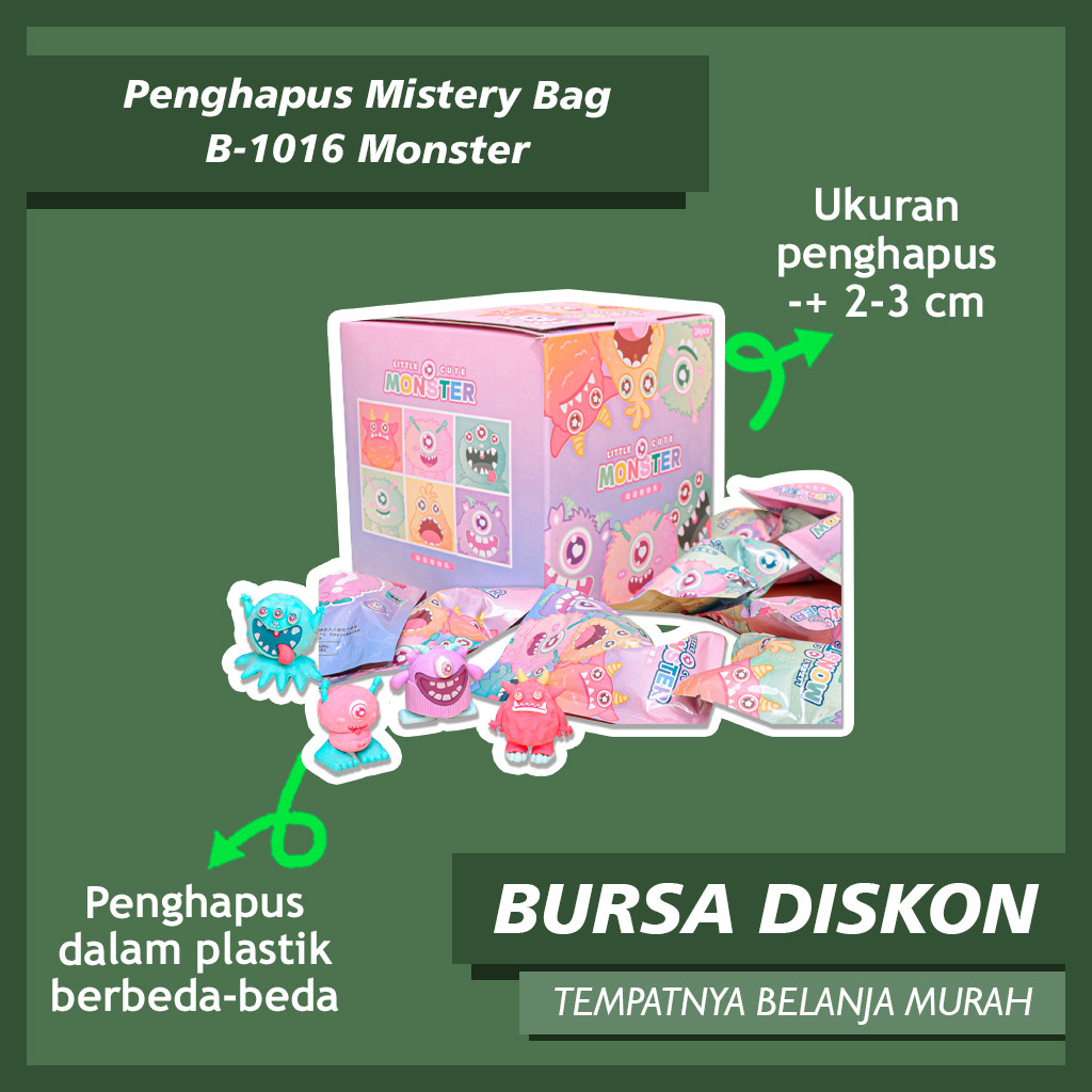 

Penghapus Mistery Bag Monster B-1016 Penghapus Karet Eraser Hapusan Stip Lucu Anak Laki Laki