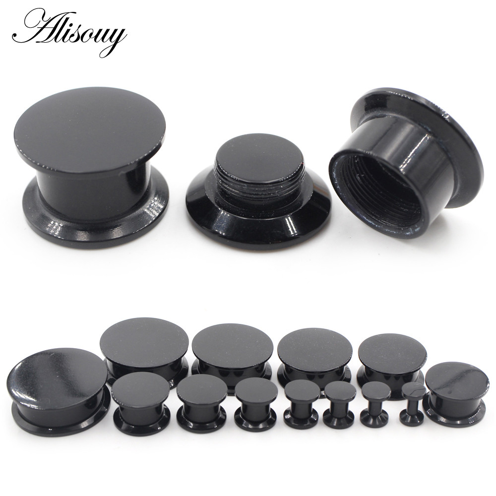 Alisouy 2PCS 3-24mm Black Acrylic Internal Thread Double Flared Ear Tunnel Plugs Expander Stretcher 