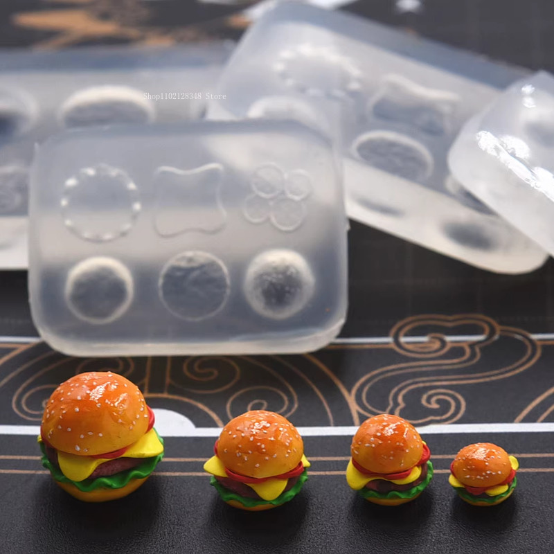 

Pottery Mold Simulation Three-dimensional Bread Hamburger Silicone Mold Handmade DIY Resin Clay Mini Food Play Hamburger Mould