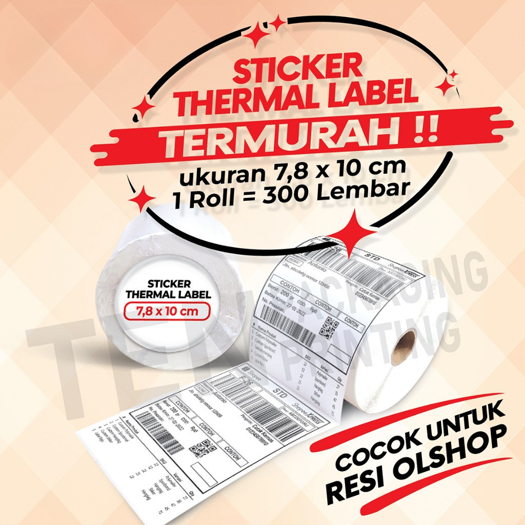 

Kertas stiker Thermal 78x100 mm isi 300 Pcs/ Label thermal barcode Olshop / Label Resi 7,8x10 cm