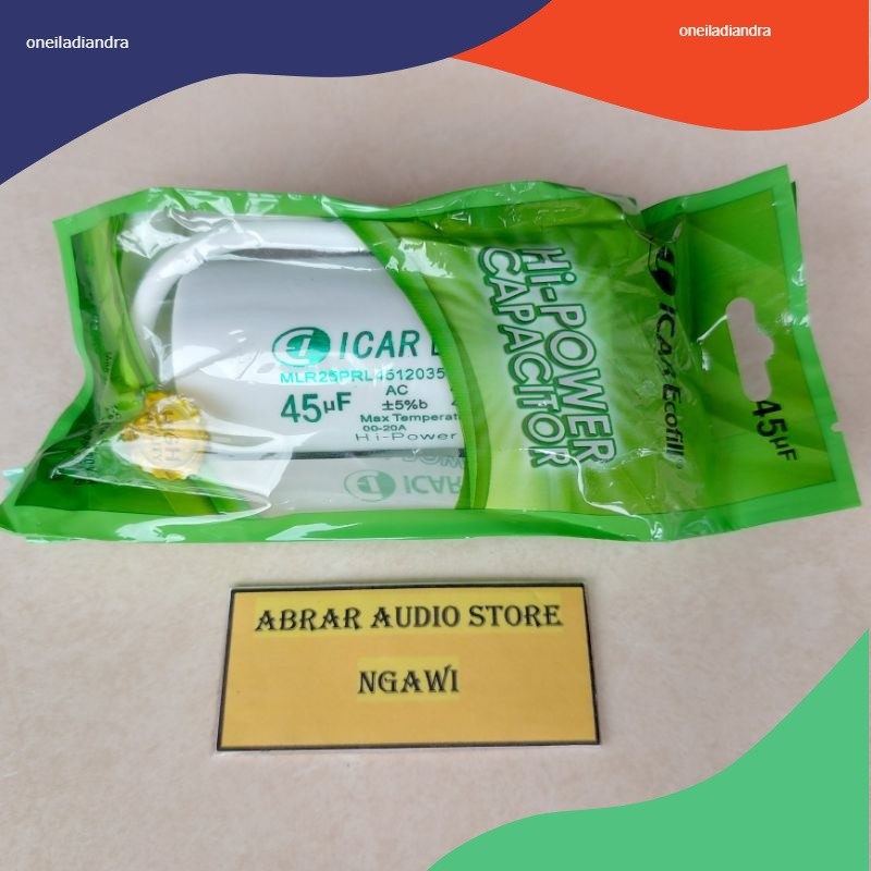 Kapasitor Bulat ICAR Ecofill 45 uf / 400v Kapasitor Pompa Air