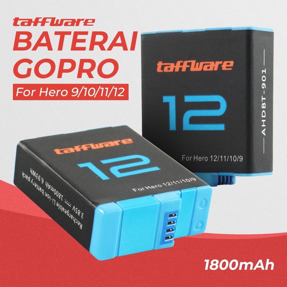 BATTERY Baterai Camera Kamera GOPRO HERO 9 10 11 12 1800mah