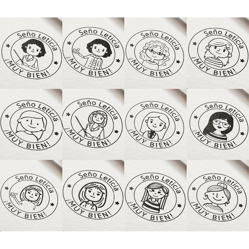 

Buen trabajo Teacher Stamp personalized custom name stamp self inking for Teacher gift school assessment 40mm