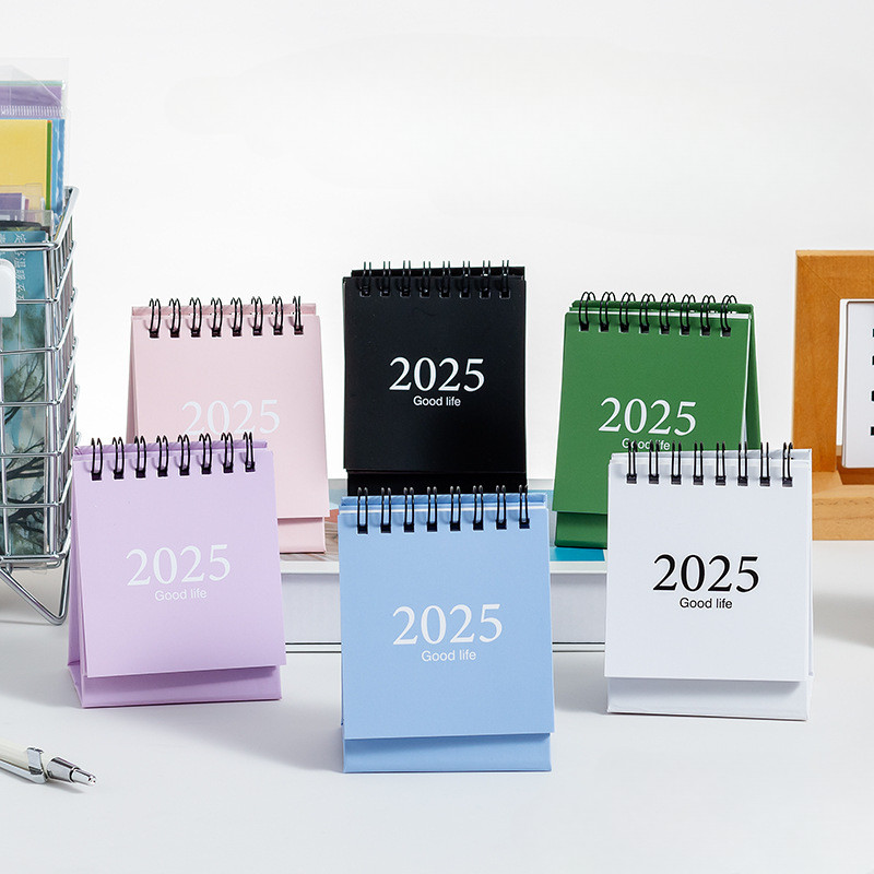 

Mini Calendar for 2024-2025, Morandi Desktop Ornament, Creative Coil Calendar Plan Book